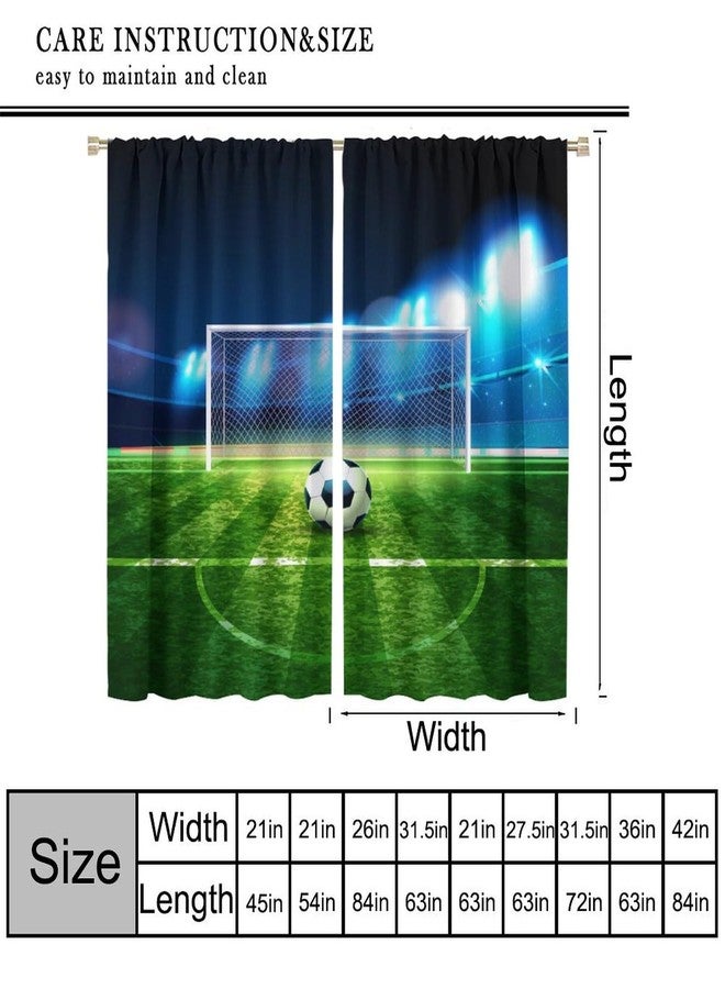 AAVEUP Soccer Curtains for Kids Boys,Sports Theme Cartoon Lighting Power Green Stadium Soccer Goalie Window Drapes Print for Juvenile Bedroom Nursery Childcare Rooms 42x45in（No Blackout） - Image 2
